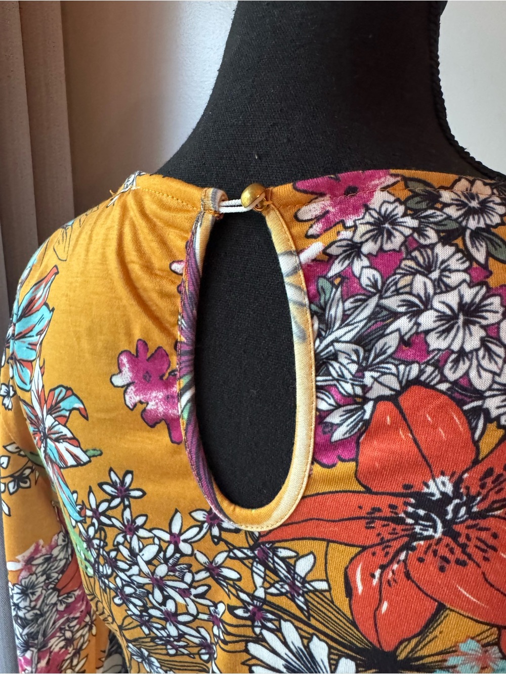 Club L London Mustard Floral Tie-Waist Long Sleeve Dress 14 EUC - Picture 6 of 10